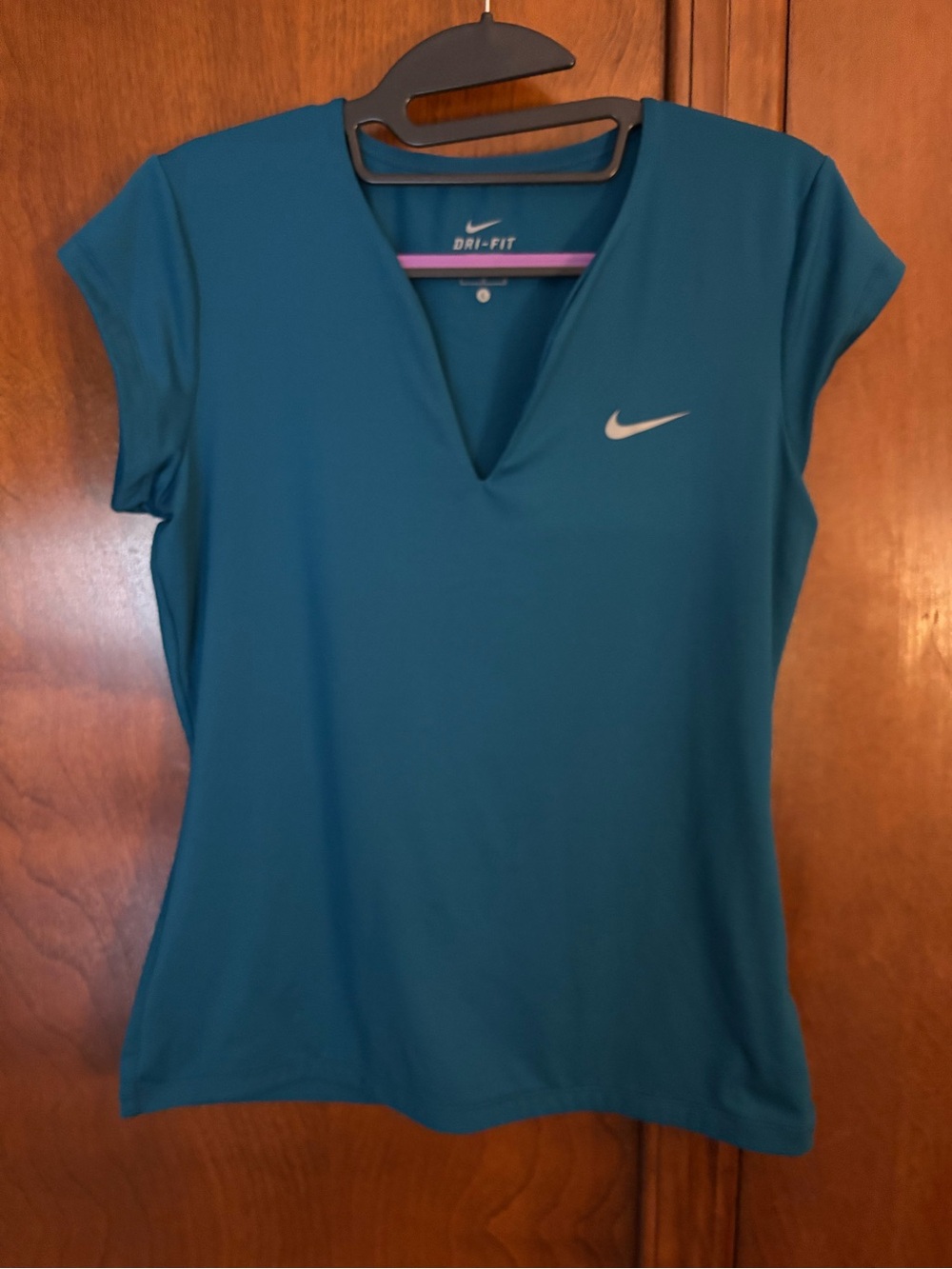 Nike Women's Teal V-Neck Dri-FIT Cap Sleeve Top Size M